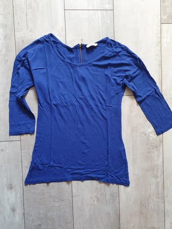 Tee-shirt bleu manches 3/4