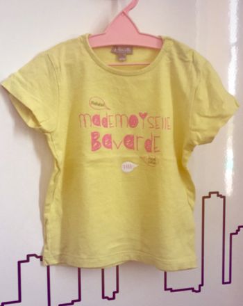 TEE shirt jaune 24 mois / 2 ans « Mademoiselle Bavarde »