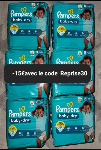 Six pack de couches Pampers taille 8 normal