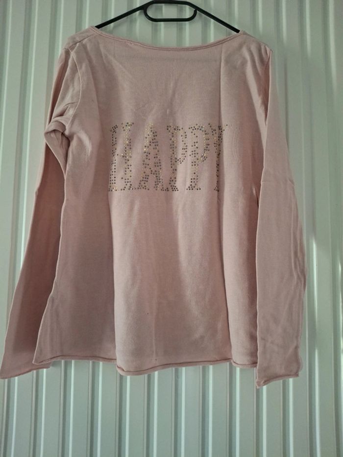 Très beau pull rose léger avec strass - photo numéro 3