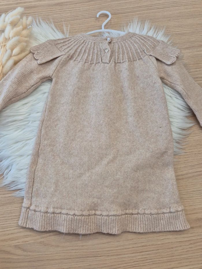 🤍 Jolie robe pull avec col en maille beige Kiabi 18 mois - photo numéro 4