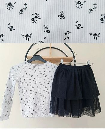 8 ans ensemble teeshirt côtelé Tape à l'oeil (8 ans) et jupe Tex (7-8 ans)