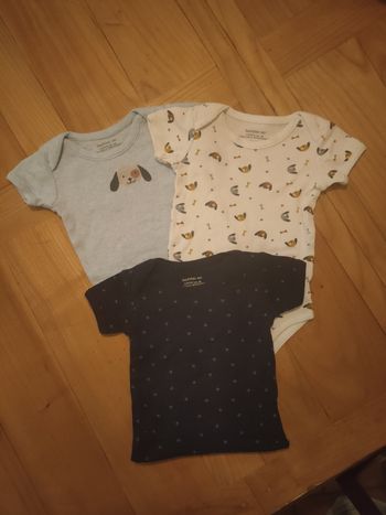 Lot de trois bodies en excellent état taille  6 mois.