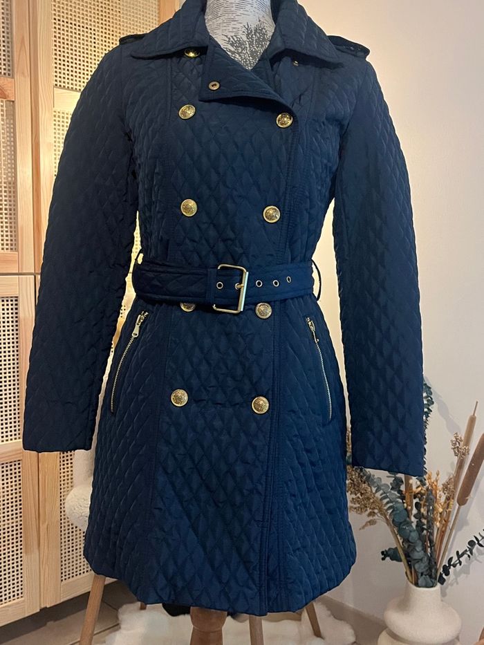 Doudoune mi longue matelassée bleu marine Jacqueline Riu - photo numéro 2