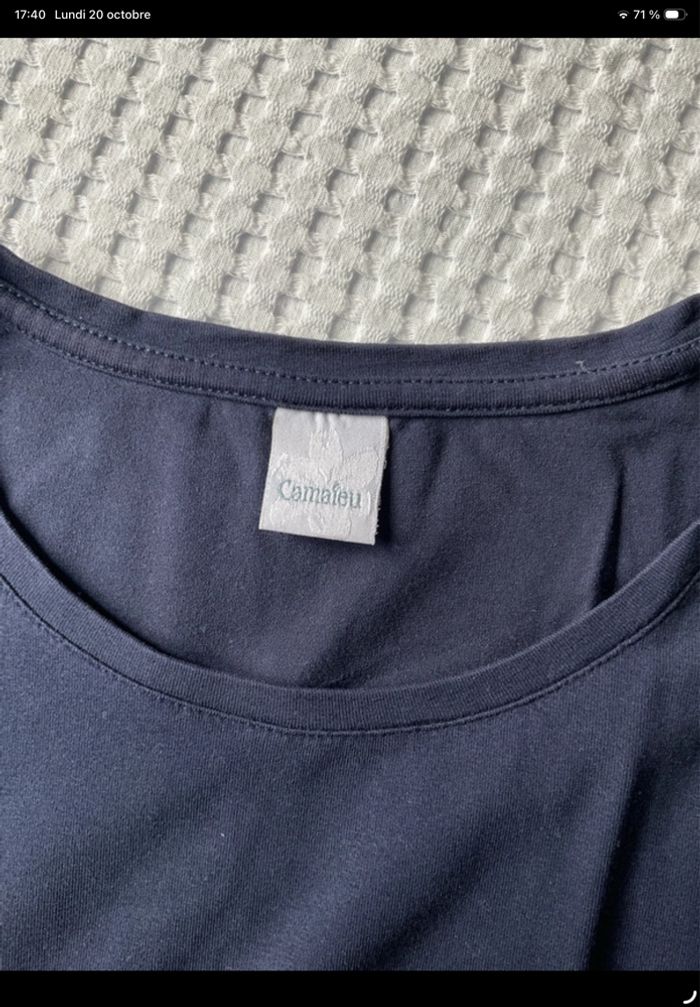 T-shirt Camaïeu bleu marine taille XS/34 - photo numéro 4
