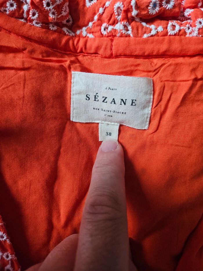 Robe Arielle écru fond corail Sézane - photo numéro 9