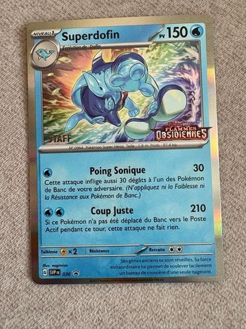 Carte Pokemon STAFF Superdofin 036 Flammes Obsidiennes EV03 Holo 