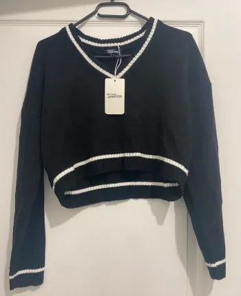 Pull Court Cropped Col V – Jennyfer – Noir – Taille S - Neuf avec étiquette