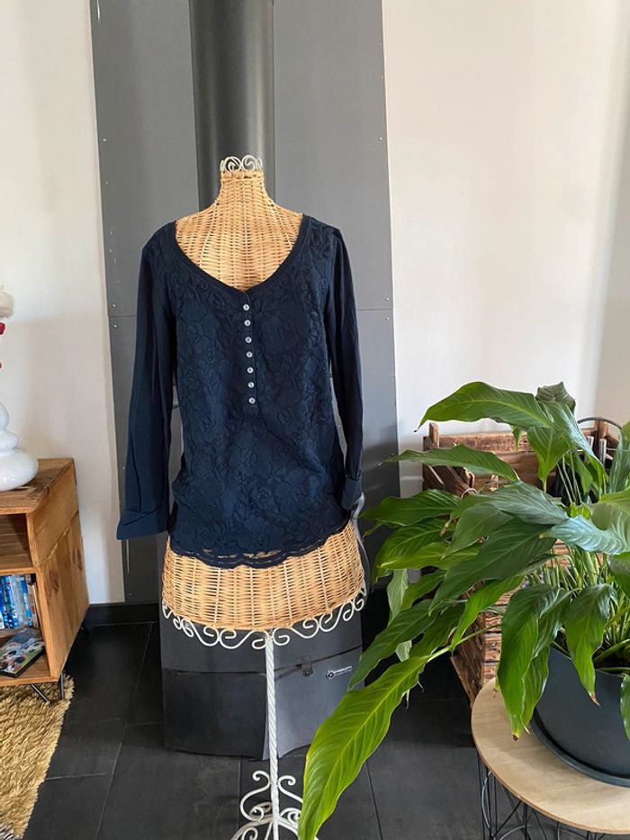 Tee shirt manches longues Abercrombie & Fitch marine à dentelle taille XS