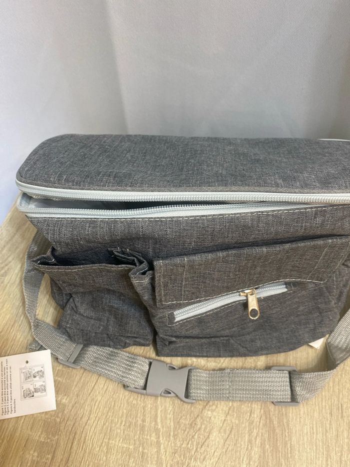 Sac de change bébé/enfants gris adapté à la poussette 31x15x20 cm imperméable neuf - n62j - photo numéro 2