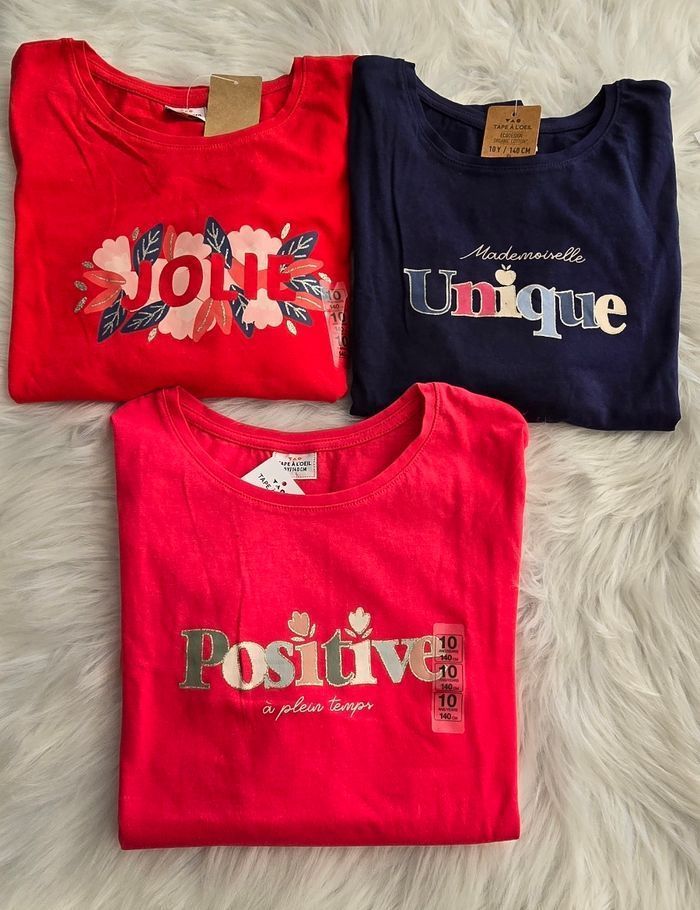 NEUFS (non portés)😍🤩⚘️ lot Tee-shirts ml 10 ans fille⚘️😍🤩 - photo numéro 4