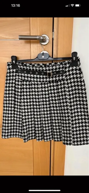 Jupe courte plissée Tweed pied de poule