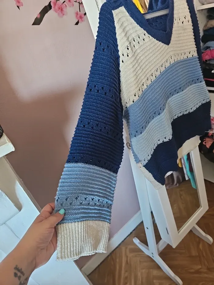 Gros pull hiver bleu curve t44 - photo numéro 2
