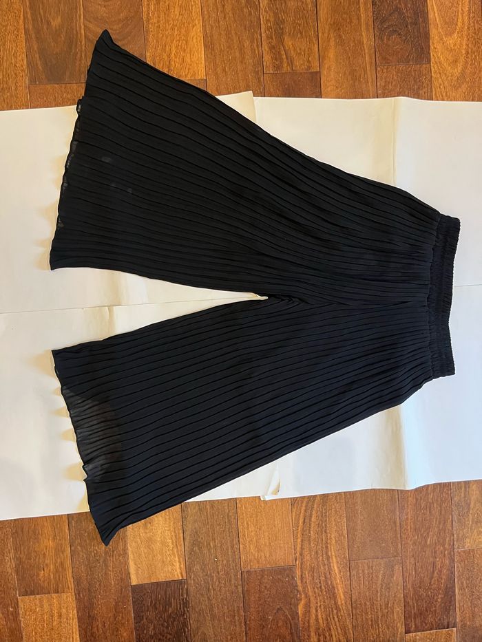Pantalon plisse noir basique ample wide leg taille S/36 - photo numéro 2