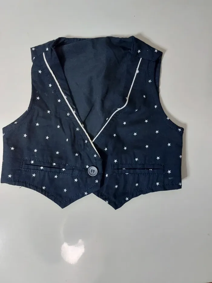 Gilet bleu marine imprimé "