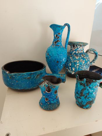 Lot émaux fat lava bleu vintage