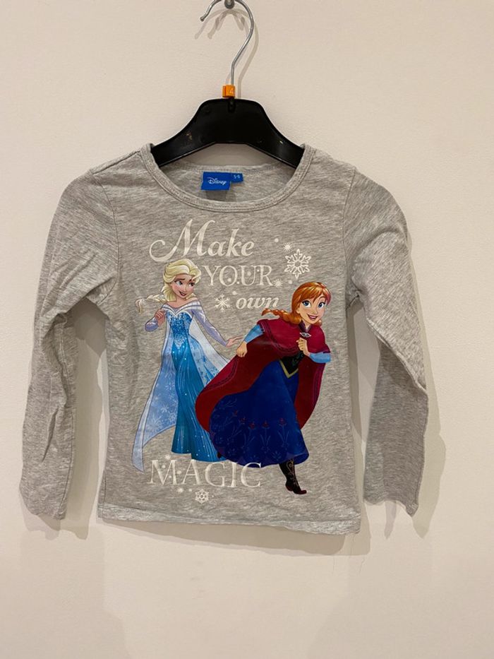 Tee shirt manches longues reine des neiges 5-6 ans