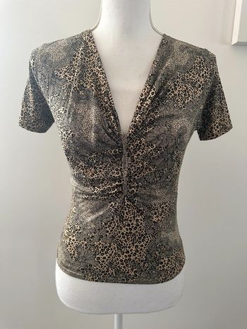 Crop top dentelle et leopard Vintage T38 M