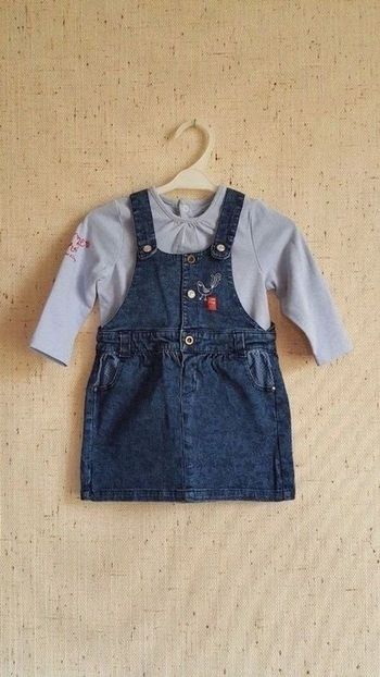 Robe salopette + t-shirt manches longues Sucre d'Orge 18 mois