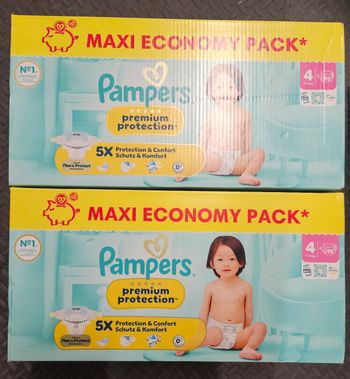 2 cartons de couches pampers premium taille 4