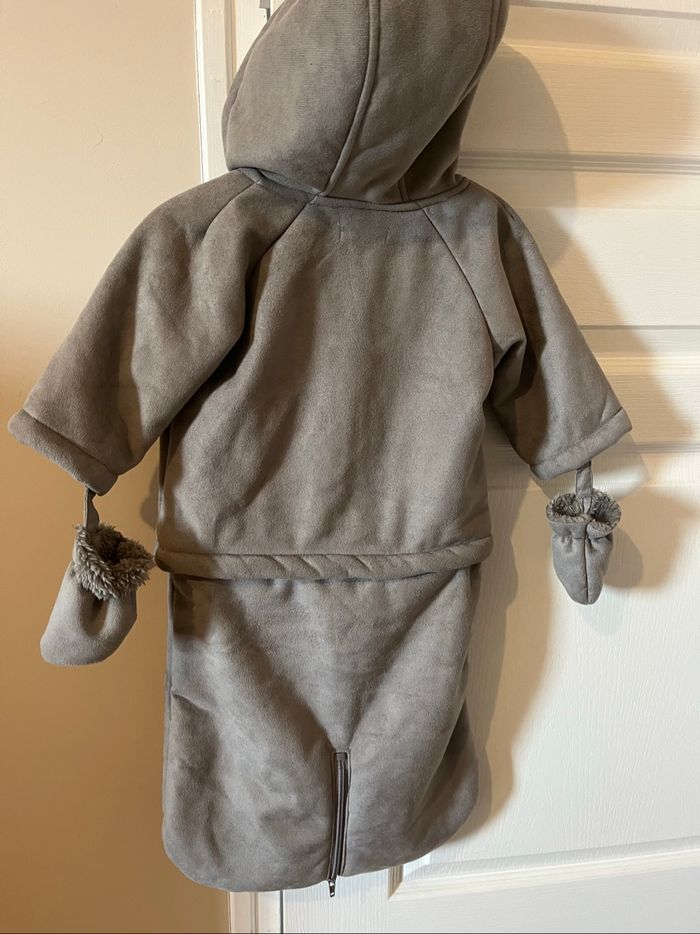 Combinaison manteau hiver gris daim- mixte Vertbaudet 6-9mois - photo numéro 3