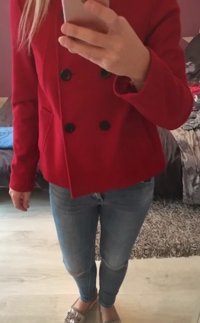 Paletot rouge camaïeu - photo numéro 2