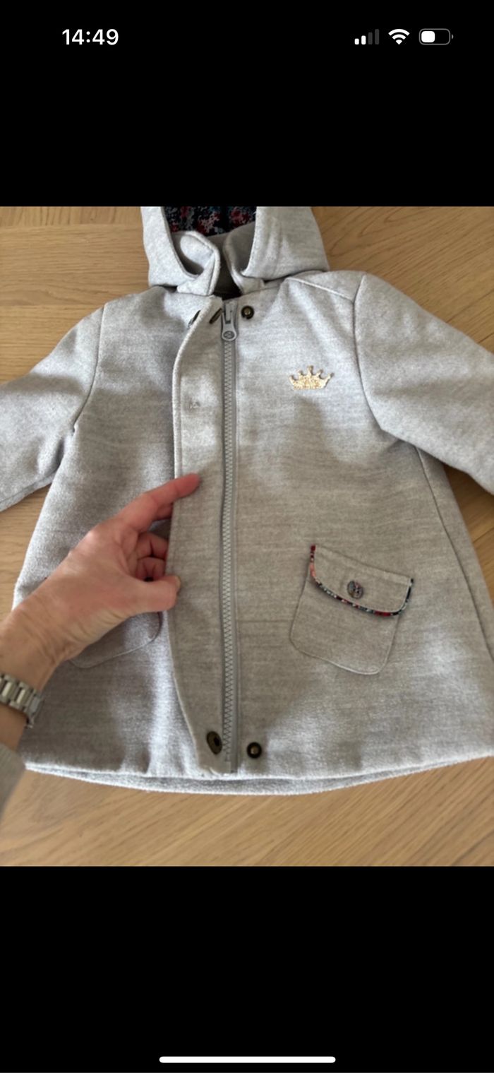 Manteau à capuche gris bébé fille sergent major 18 mois - photo numéro 3