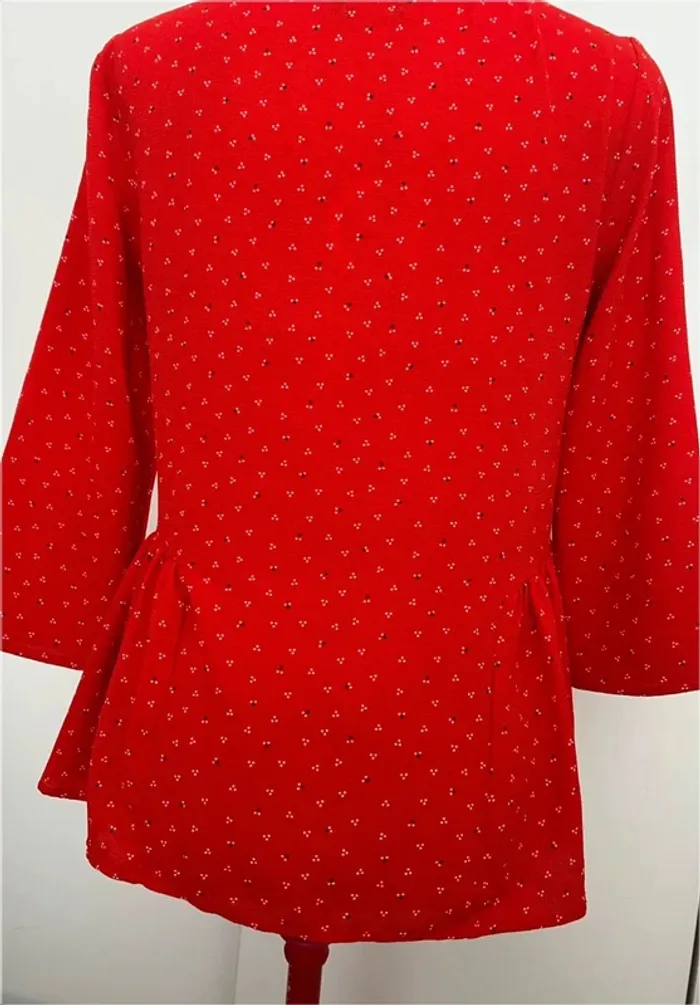 Blouse peplum rouge imprimée manches 3/4 InExtenso - photo numéro 4