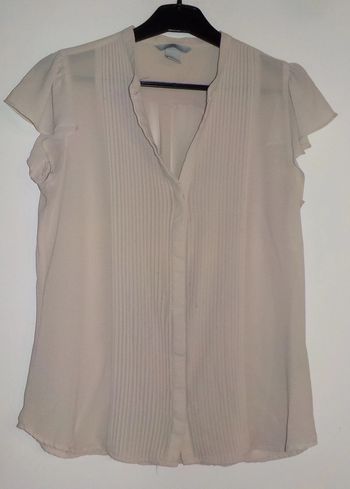 Chemisier beige manches courtes à volant H&M T38