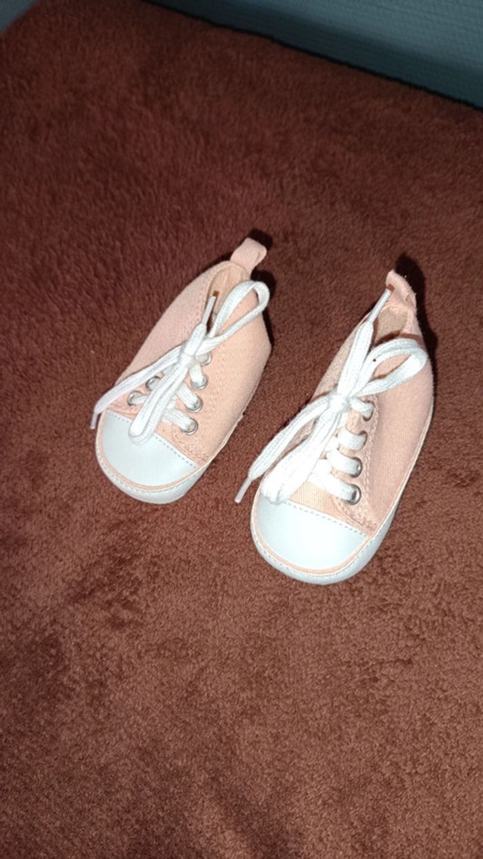 Baskets souples blanche et rose
