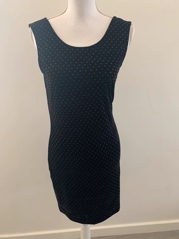 Robe velours à pois noire et argentée Vintage TS