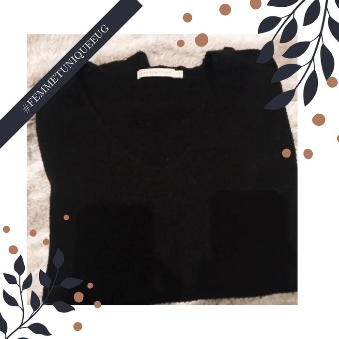 Pull femme col V noir taille unique- rétro&icone - photo numéro 5