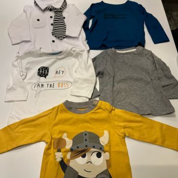 Lot 5 tee shirt manches longues garçon 6 mois