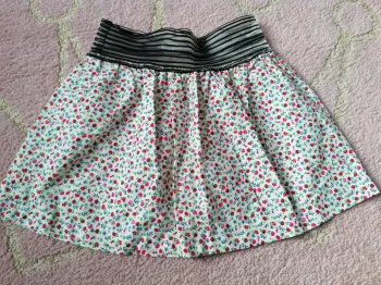Jupe été fille élastique légère fantaisie fleurs fait main