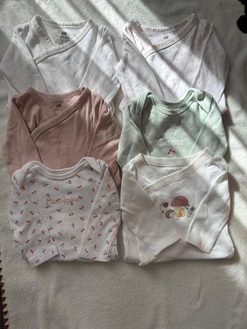🎀Lot de 6 bodies manches longues - H&M & Primark - 3 mois (62 cm)