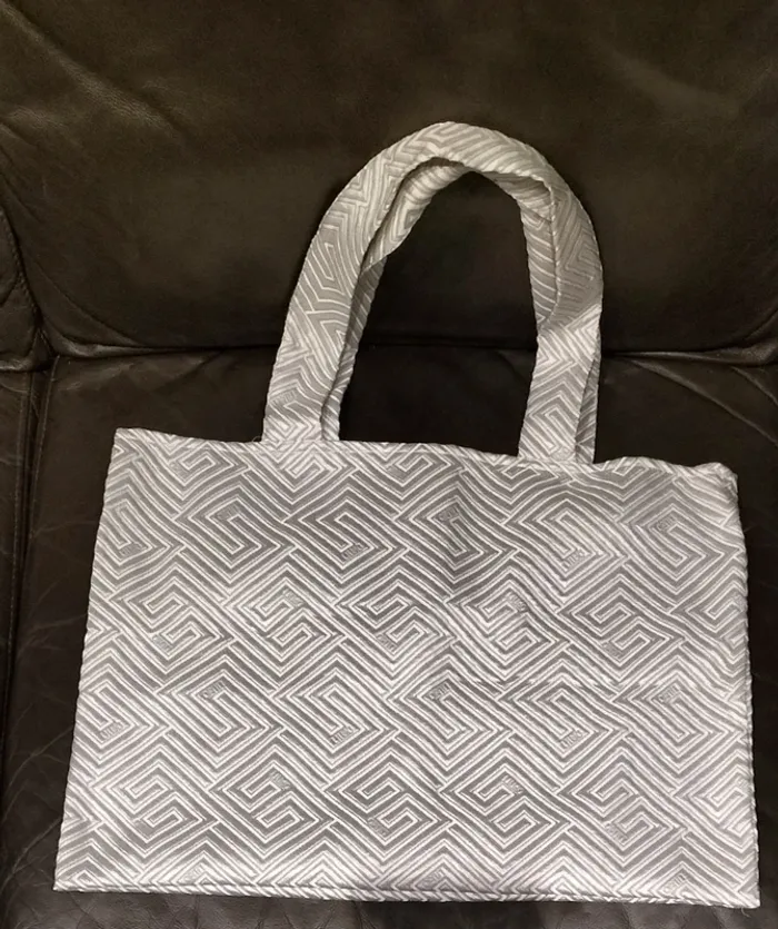 Sac fourre-tout / Tote bag "Liu Jo" gris motif géométrique