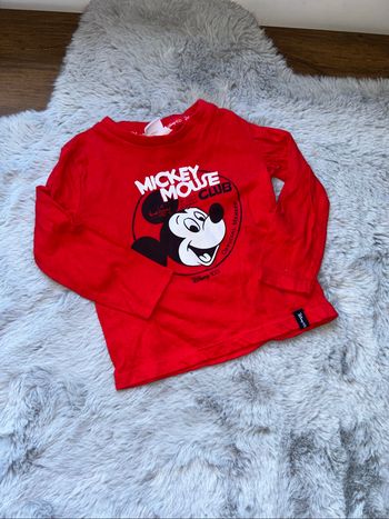 T-shirt manches longues rouge Mickey - 12 mois - Disney