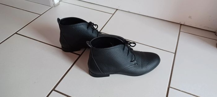 Bottines noires femme, motif effet serpent, taille 38 - photo numéro 2