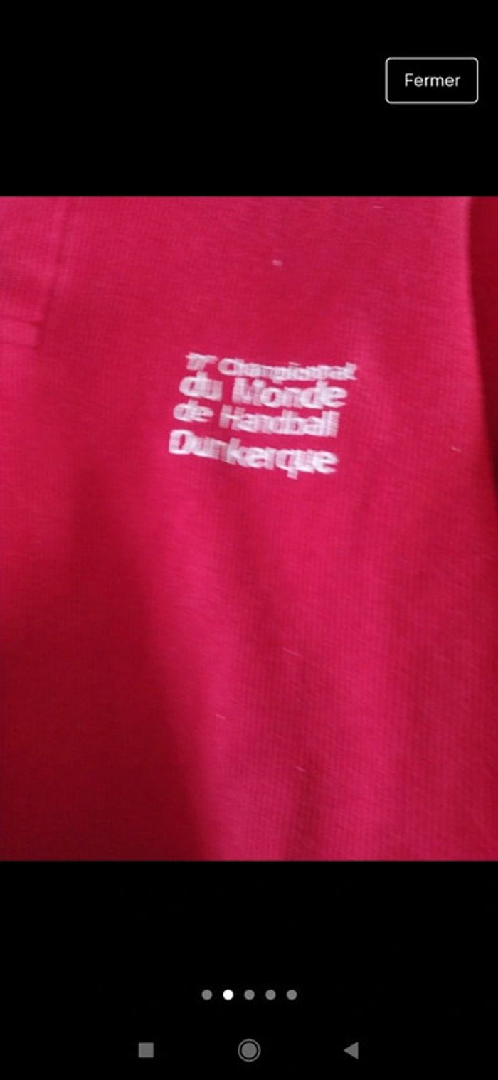 Polo vintage rouge avec col taille L oversize championnat du monde handball - photo numéro 4
