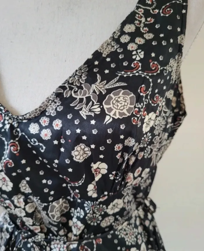 Débardeur fleuri noir, blanc et corail Green Taille 38 - photo numéro 2