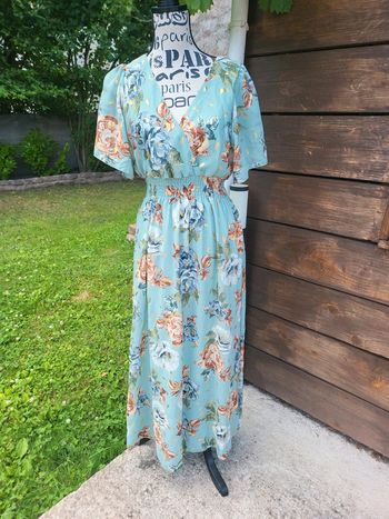 Robe fluide légère floral dorée mariage témoin M L