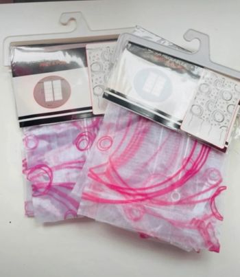 2 lots de 2 voilages stores rose et blanc nacré