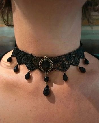 F99 Collier dentelle rétro vintage gothic ajustable noire sexy