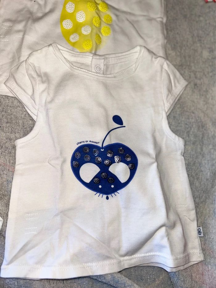 Lot 2 t-shirts Obaïbi bébé fille 3 mois - photo numéro 2