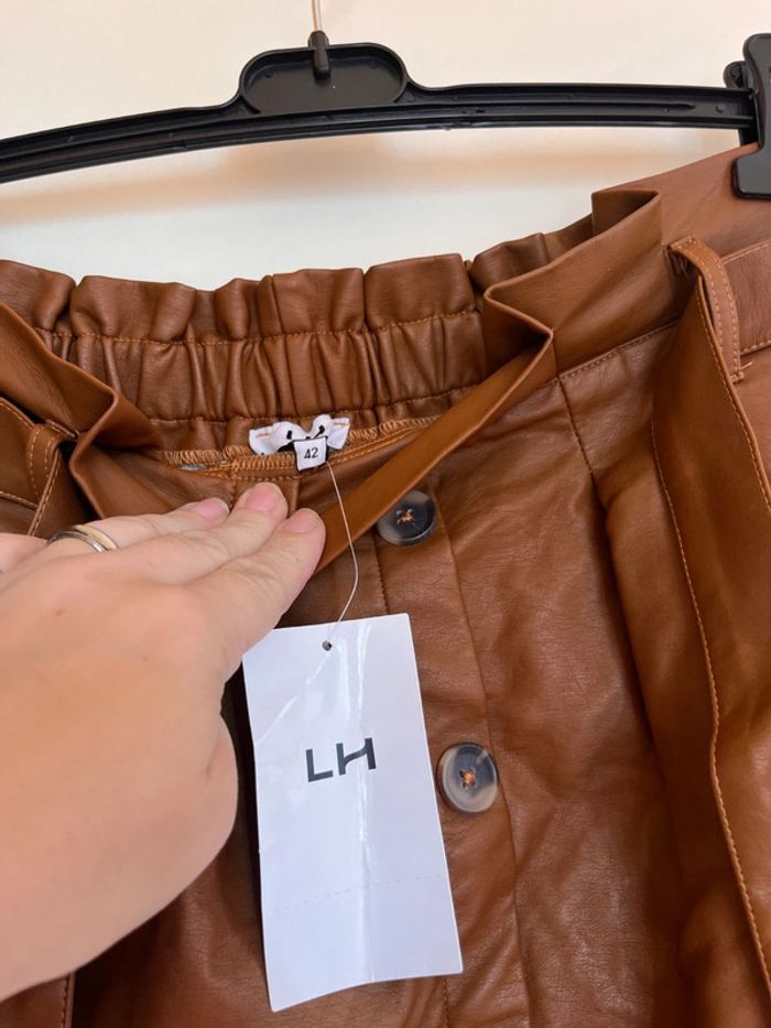 Jupe en cuir marron la halle taille 42 - photo numéro 4