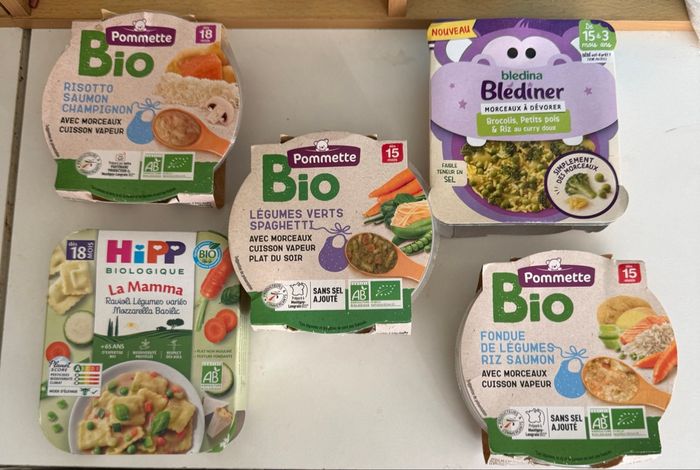 Lot 5 plats bébé de 15 mois à 3 ans