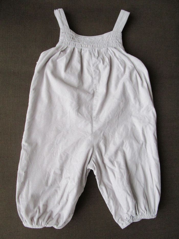 Salopette fille gris pâle DPAM 12 mois TBE - photo numéro 3