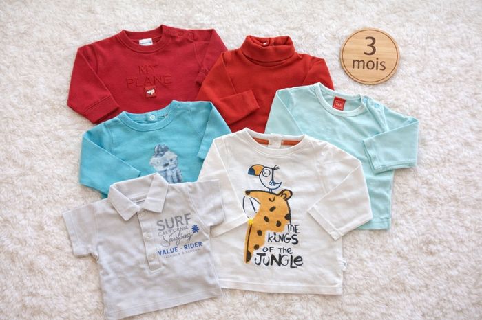 Lot bébé garçon 3 mois – 7 hauts – Très bon état