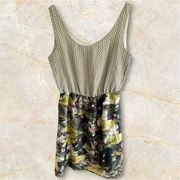Robe été légère floral vert marron turquoise taille 36 S