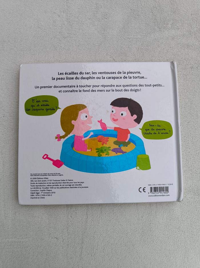 Livre Mes animaux des mers à toucher Milan - photo numéro 3